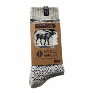 Wunderschöne Wollsocken aus 80 % reiner Wolle mit Elchmotiv