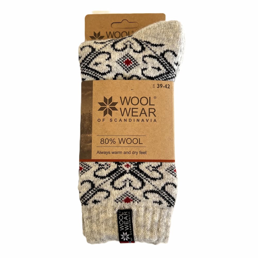 Weiche smarte Wollsocken mit Herzmotiv aus 80 % Wolle.