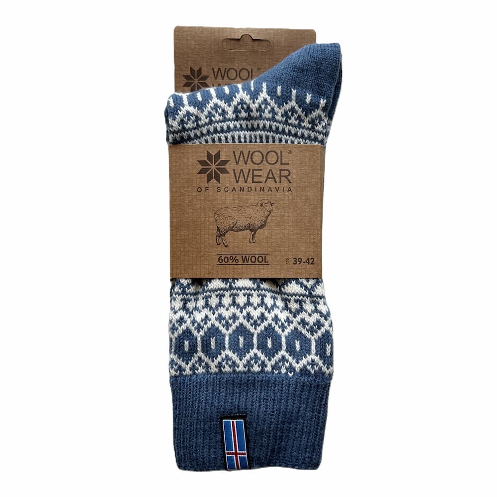 Wintersocken aus 60% Kammwolle in schönem Hellblau