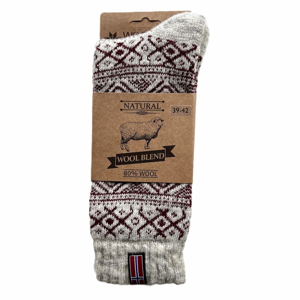 Norwegische Wollsocken aus 8o % reiner Wolle mit kleinem dekorativem Fähnchen
