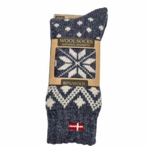 Kräftige Wollsocken mit gewebter Dänemark-Fahne