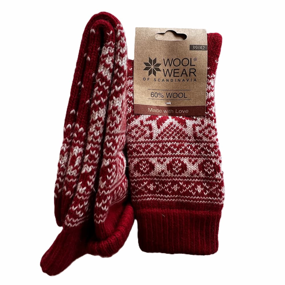 Warme Wollsocken aus 60 % reiner Wolle mit schönem Muster