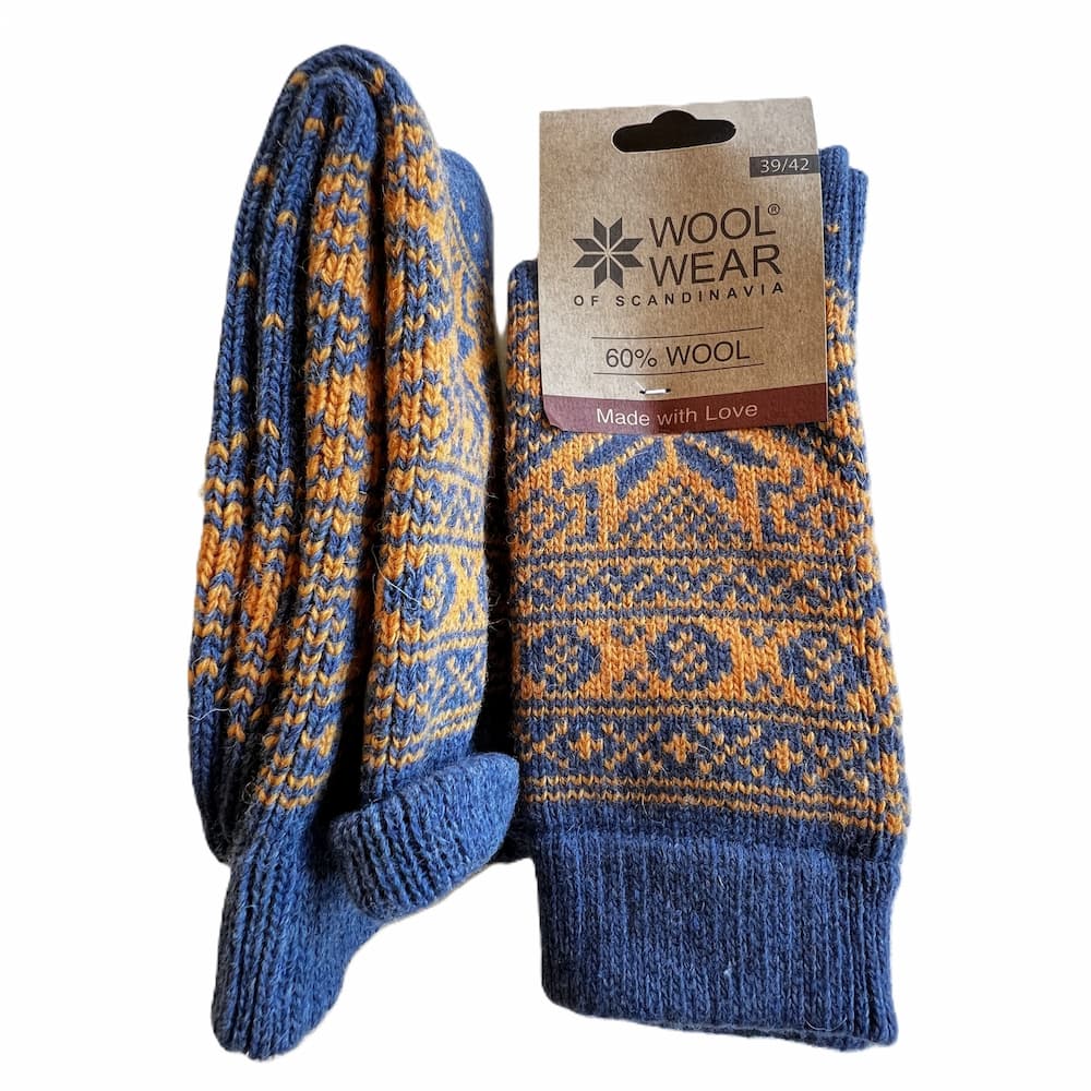 Wollsocken aus 60 % reiner Wolle mit einem schönem Kristall-Muster