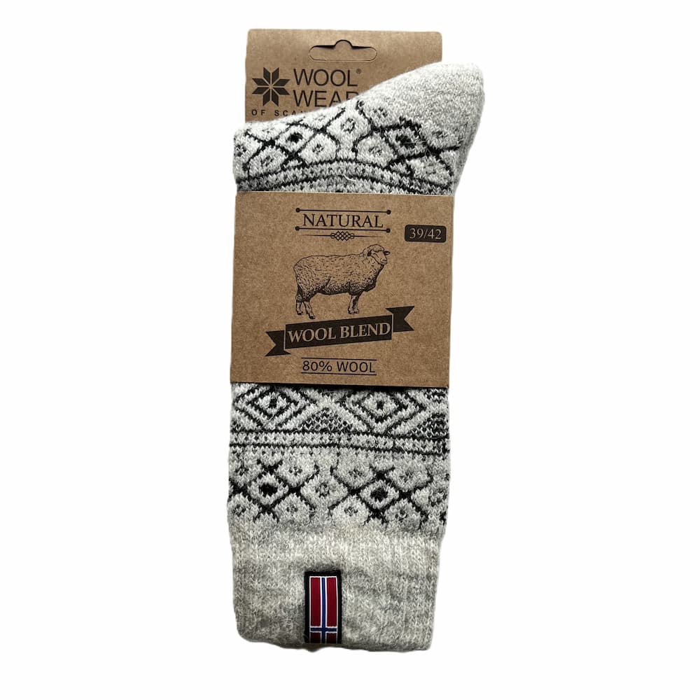 Wollsocken aus 80 % reiner Wolle mit schicker norwegischer Flagge