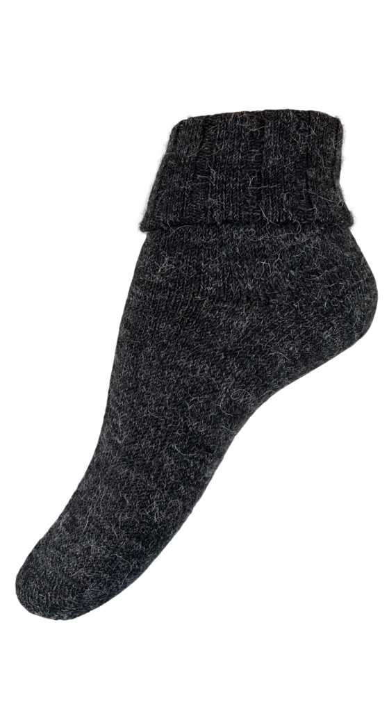 Wunderschöne anthrazitfarbene Socken aus Alpakawolle